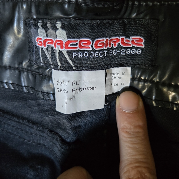 Vintage 90s Vinyl Black Flare Pants Broken Zipper - Picture 7 of 8